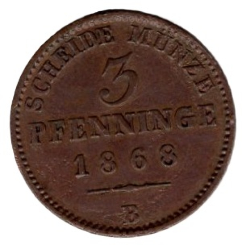 Prussia 3 Pfennig 1868 B Wilhelm I.