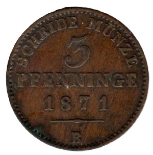 Prussia 3 Pfennig 1871 B Wilhelm I.