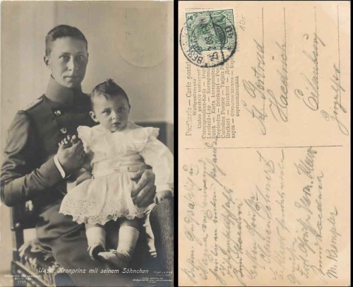 Prussia Crown Prince Friedrich Wilhelm Victor August Ernst with his son No. 1781 o 25.2.1908