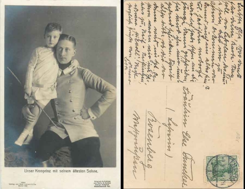 Prussia Crown Prince Wilhelm with his eldest son, No. 2584, o March 9, 1910