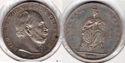 Prussia 1871 Siegesthaler silver coin vz-stgl