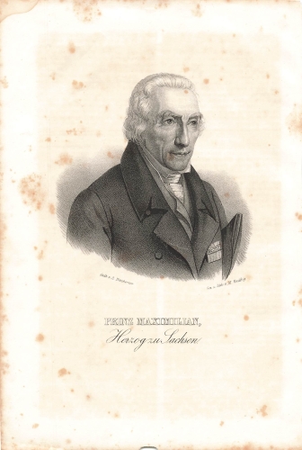 Prince Maximilian Duke of Saxony original lithograph M. Knäbig around 1830