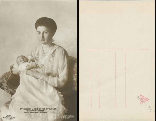 Prussia Princess Joachim with son Prince Karl Franz Joseph No. 7829 * ca. 1916