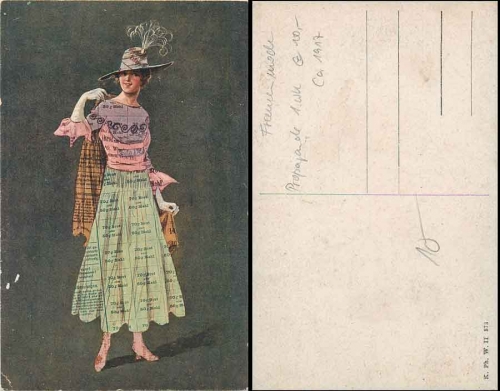 Women's fashion, propaganda card WWI, * approx. 1917