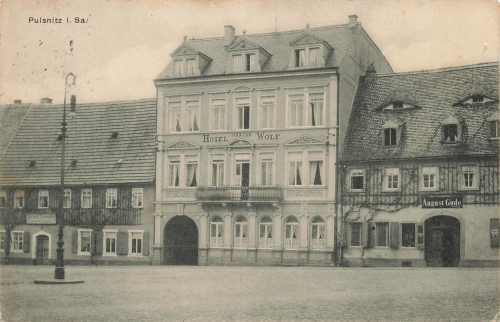 01896 Pulsnitz Hotel grauer Wolf o 1914
