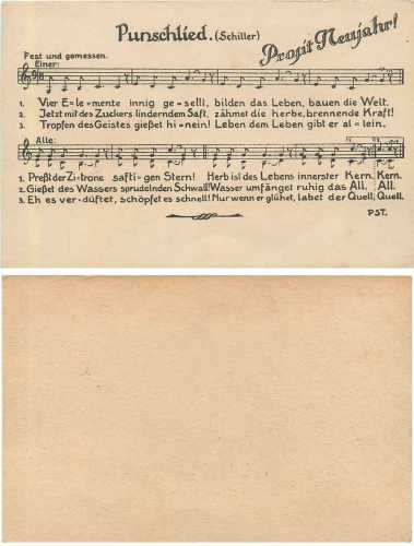 Friedrich Schiller "Punschlied" Prosit Neujahr um 1920