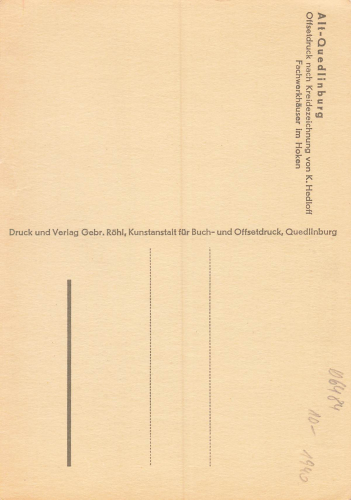 06484 Quedlinburg Hoken Künstlerkarte K. Hedlof * um 1940