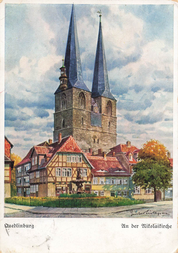 Quedlinburg Nikolaikirche Kuenstlerkarte Gustav Luettgens o 1934
