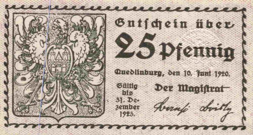 Quedlinburg Notgeldschein 1920