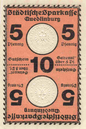 Quedlinburg Parkasse Notgeldschein um 1920
