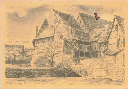 Quedlinburg alte Gerberei Kuenstlerkarte K. Hedlof um 1940