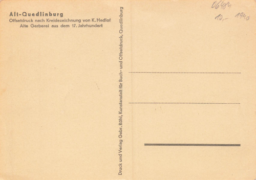 Quedlinburg alte Gerberei Kuenstlerkarte K. Hedlof um 1940