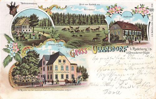 01454 Ullersdorf Radeberg Schmiedeschaenke Litho o 1902