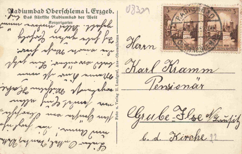 Radiumbad Oberschlema Erzgebirge Konzertgarten o 1938