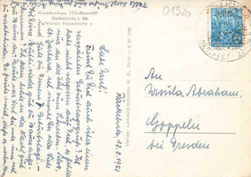 01920 Raeckelwitz Oberlausitz Krankenhaus o 1958