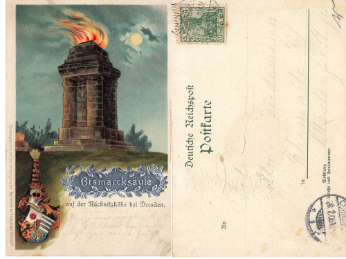 Raecknitzhoehe Dresden Bismarcksaeule Litho 1906