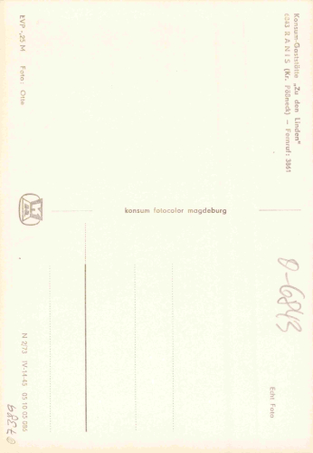 07389 Ranis Konsum Gaststätte zu den Linden * 1973