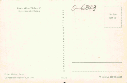 07389 Ranis Krankenhaus * 1960