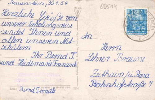 Rauenstein Schloss Erzgebirge Kinderheim der Volkssolidarität o 1954