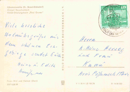 Rauschenbach Neuhausen Erzgebirge FDGB Erholungshiem Paul Gruner o 1976