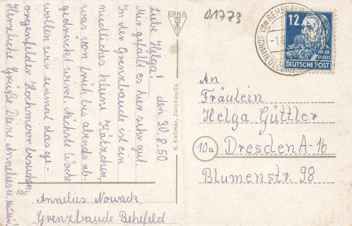 01773 Rehefeld Erzgebirge Grenzbaude und Schule o 1950