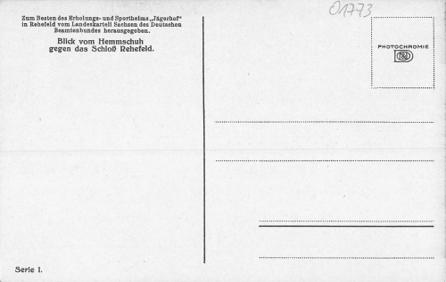 01773 Rehefeld Erzgebirge Schloss vom Hemmschuh * um 1920