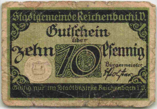 Reichenbach (Vogtland) Notgeldschein, um 1920