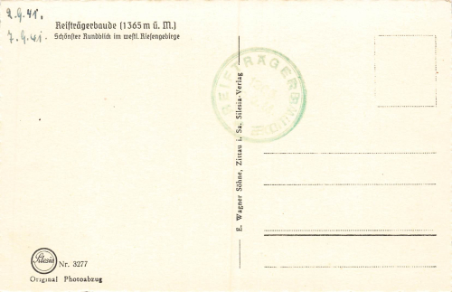 Reiftraegerbaude Riesengebirge Schlesien Schronisko na Szrenicy * 1941