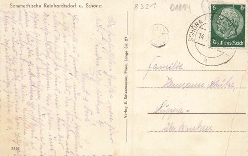 01814 Reinhardtsdorf - Schoena Saxon Switzerland with Kaiserkrone and Zirkelstein o 1937