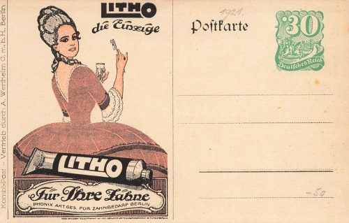 Dental ceme "Litho" advertising card private postal stationery PP51B4 1921