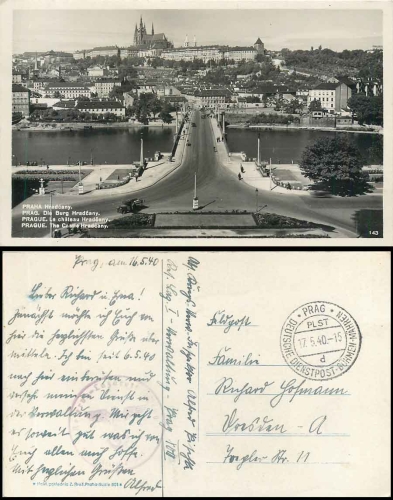 Reserve hospital Prague field post WW II o German service post 17.5.1940