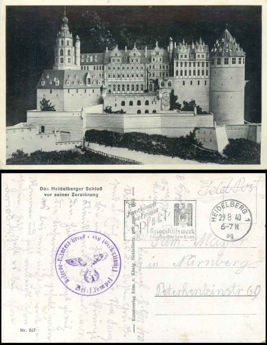 Heidelberg reserve military hospital (administration) Feldpost 2nd World War o 29.8.1940