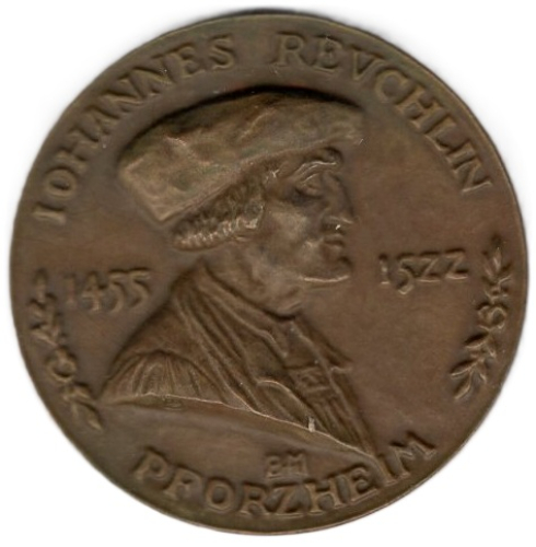 Reuchlin Johannes Humanist auf seinen 400. Todestag Pforzheim Baden 1922 Bronzemedaille