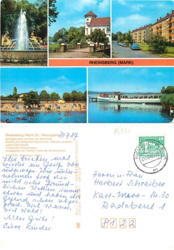 16831 Rheinsberg Mark Mehrbildkarte o 1.8.1987