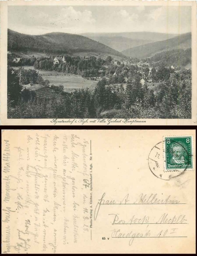 Riesengebirge    Agnetendorf mit Villa Gerhart Hauptmann o 11.8.1928