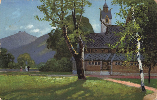 Riesengebirge Kirche Wang Künstlerkarte Morgenstern Schlesien * um 1910