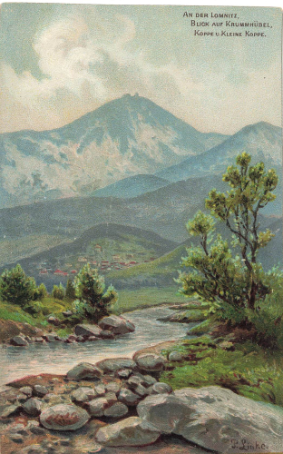 Riesengebirge An der Lomnitz Krummhuebel Künstlerkarte Paul Rudolf Linke Schlesien * um 1900