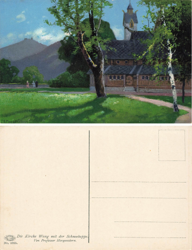 Giant Mountains The Church of Wang with Schneekoppe Artist's card Morgenstern No. 3765 * around 1910