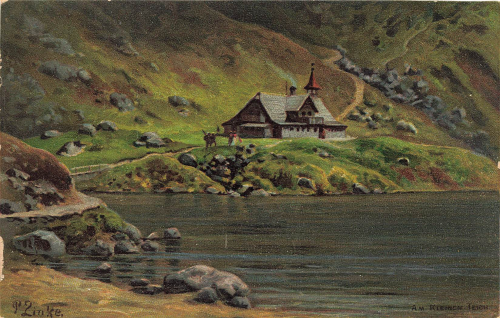 Riesengebirge Teichbaude Künstlerkarte Paul Rudolf Linke Schlesien * um 1900