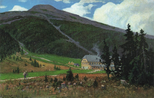 Spindlerbaude Giant Mountains Artist's postcard Morning Star * circa 1910