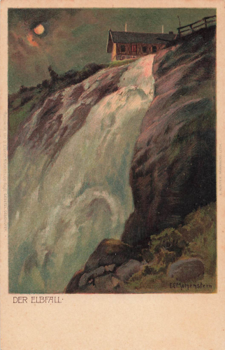 Elbe Falls, Giant Mountains, Artist's Postcard, Morning Star * circa 1900