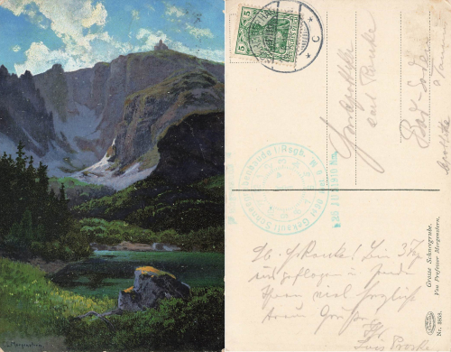 Riesengebirge Grosse Schneegrube Künstlerkarte Morgenstern Nr 3758 o 1910