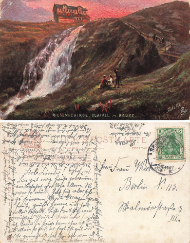 Elbfallbaude Riesengebirge Schlesien Künstlerkarte Tucks Oilette o um 1910