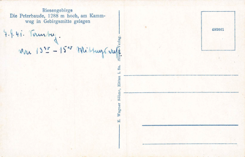 Peterbaude Riesengebirge Sudetengau *  1941