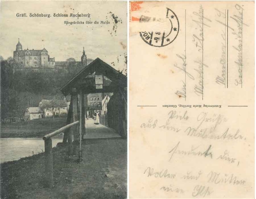 09322 Rochsburg suspension bridge over the Mulde o approx. 1920