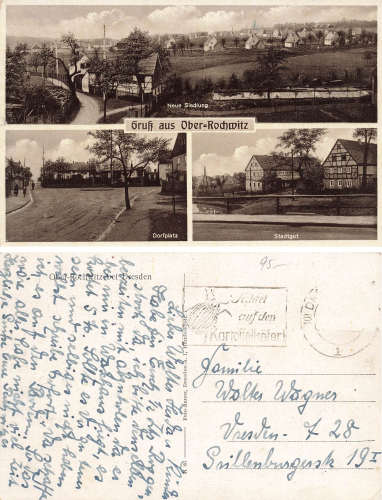 Rochwitz Dresden neue Siedlung Dorfplatz Stadtgut o um 1940