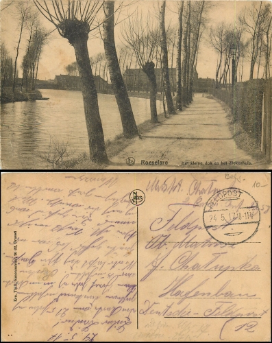 Roeselare, Het kleine dok en het Ziekenhuis o 24.05.1917