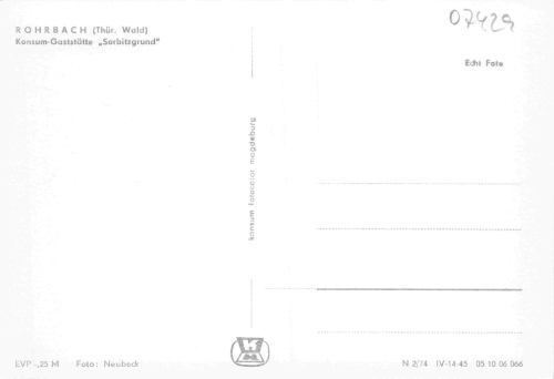 Rohrbach Thüringer Wald Konsum Gaststätte "Sorbitzgrund" * 1974