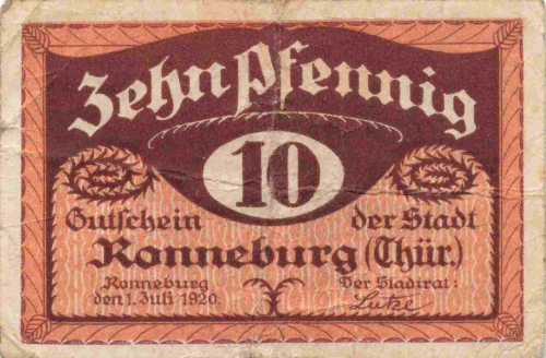 07580 Ronneburg Thüringen Notgeldschein 1921