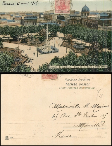 Rosario de Santa Fee- Plaza 25 de Mayo o Juli 1909